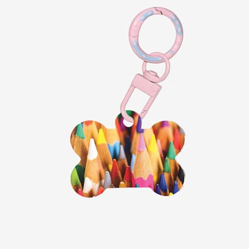 Crayons Printing Fashion Dog Tags Acrylic Keychain Dog Bone Shape Double Sided Pattern Tags for Dogs and Cats von UVBDF