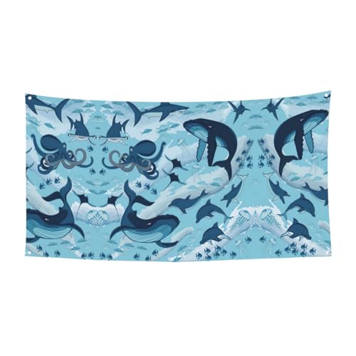 Fisch und Oktopus Druck Halloween hängende Banner Dekorationen, Partyzubehör für Familientreffen, passend für Boote, Gärten Fisch und Oktopus Druck Halloween hängende Banner Dekorationen, Partyzubehör für Familientreffen, passend für Boote, Gärten von UVBDF