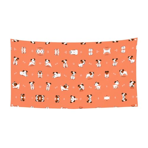 Hund mit großen Knochen bedrucktes Halloween-Banner zum Aufhängen, Partyzubehör für Familientreffen, passend für Boote, Gärten von UVBDF