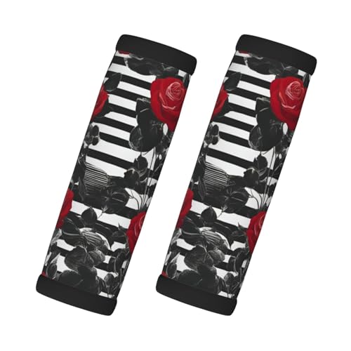 Kofferanhänger mit roten Rosen, gestreift, Gepäckgriff, für wiederverwendbare Koffer, einzigartige Reiseutensilien von UVBDF