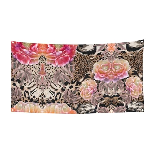 Rosa Blume Leopard Druck Halloween hängende Banner Dekorationen Partyzubehör für Familientreffen, passend für Boote Gärten von UVBDF