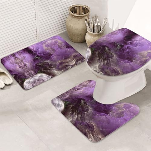 UVBDF 3-teiliges Teppich-Set, rutschfest, Flanell-Teppich-Set für Hauptbadezimmer, 80 x 50,8 cm, saugfähige Matten von UVBDF