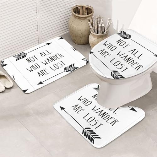 UVBDF 3-teiliges Teppich-Set mit Aufschrift "Not All Who Wander Are Lost", rutschfest, Flanell-Teppich-Set für Hauptbadezimmer, 80 x 50,8 cm, saugfähige Matten UVBDF 3-teiliges Teppich-Set mit Aufschrift "Not All Who Wander Are Lost", rutschfest, Flanell-Teppich-Set für Hauptbadezimmer, 80 x 50,8 cm, saugfähige Matten von UVBDF