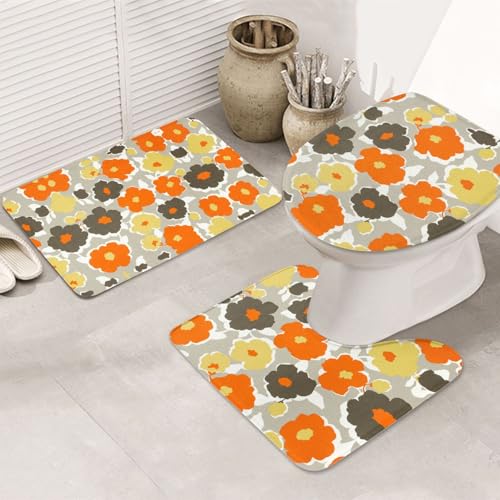 UVBDF 3-teiliges Teppich-Set mit Blumenmuster, rutschfest, Flanell-Teppich-Set für Hauptbadezimmer, 80 x 50,8 cm, saugfähige Matten UVBDF 3-teiliges Teppich-Set mit Blumenmuster, rutschfest, Flanell-Teppich-Set für Hauptbadezimmer, 80 x 50,8 cm, saugfähige Matten von UVBDF