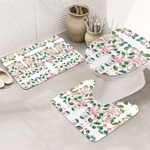 UVBDF 3-teiliges Teppich-Set mit Flamingo-Vogel-Motiv, rutschfest, Flanell-Teppich-Set für Hauptbadezimmer, 80 x 50,8 cm, saugfähige Matten UVBDF 3-teiliges Teppich-Set mit Flamingo-Vogel-Motiv, rutschfest, Flanell-Teppich-Set für Hauptbadezimmer, 80 x 50,8 cm, saugfähige Matten von UVBDF