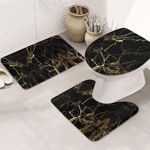 UVBDF 3-teiliges Teppich-Set mit stilvollem Marmorier-Texturdruck, rutschfest, Flanell-Teppich-Set für Hauptbadezimmer, 80 x 50,8 cm, saugfähige Matten UVBDF 3-teiliges Teppich-Set mit stilvollem Marmorier-Texturdruck, rutschfest, Flanell-Teppich-Set für Hauptbadezimmer, 80 x 50,8 cm, saugfähige Matten von UVBDF