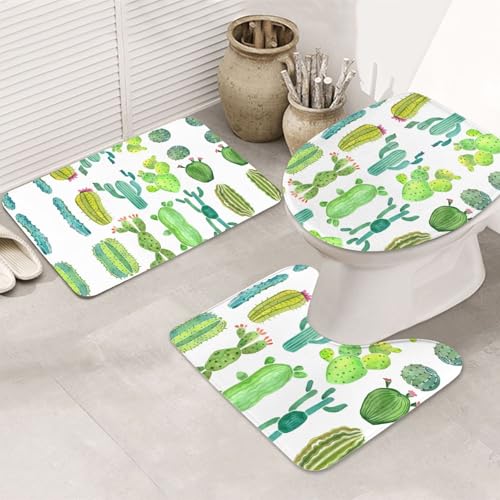 UVBDF Cactus... Printing 3-teiliges Teppich-Set, rutschfest, Flanell-Teppich-Set für Hauptbadezimmer, 80 x 50,8 cm, saugfähige Matten UVBDF Cactus... Printing 3-teiliges Teppich-Set, rutschfest, Flanell-Teppich-Set für Hauptbadezimmer, 80 x 50,8 cm, saugfähige Matten von UVBDF