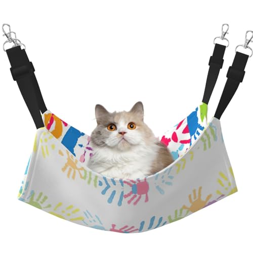 UVBDF Kinder-Hängematte mit Handabdruck, zum Aufhängen, Haustier-Hängematte, Bett, verstellbar, Welpen, Kaninchen, Kleintiere von UVBDF