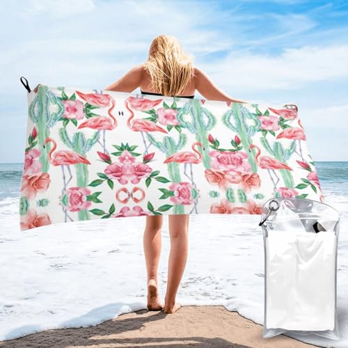UVBDF Mikrofaser-Sporthandtuch, Motiv: Kaktus, Flamingo, Rose, Blumen, schnell trocknend, weiche Mikrofaser, Camping-Handtuch UVBDF Mikrofaser-Sporthandtuch, Motiv: Kaktus, Flamingo, Rose, Blumen, schnell trocknend, weiche Mikrofaser, Camping-Handtuch von UVBDF