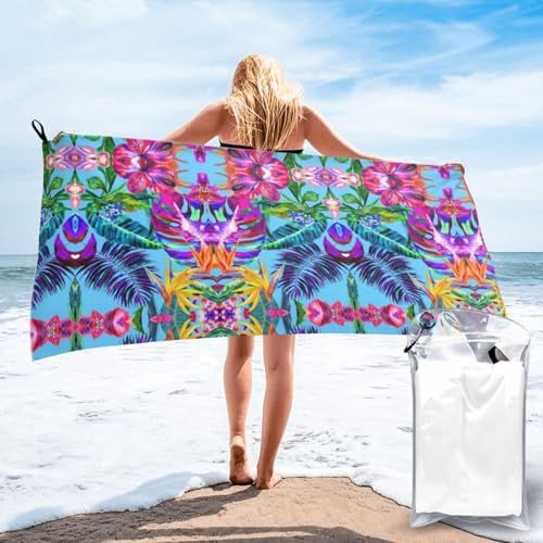 UVBDF Mikrofaser-Sporthandtuch mit rosa Blumen, tropische Pflanzen, schnell trocknend, weiches Mikrofaser-Camping-Handtuch UVBDF Mikrofaser-Sporthandtuch mit rosa Blumen, tropische Pflanzen, schnell trocknend, weiches Mikrofaser-Camping-Handtuch von UVBDF
