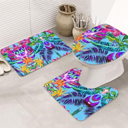 UVBDF Teppich-Set, rutschfest, Flanell-Teppich-Set für Hauptbadezimmer, 80 x 50,8 cm, rosa Blumendruck, 3-teiliges Teppich-Set UVBDF Teppich-Set, rutschfest, Flanell-Teppich-Set für Hauptbadezimmer, 80 x 50,8 cm, rosa Blumendruck, 3-teiliges Teppich-Set von UVBDF
