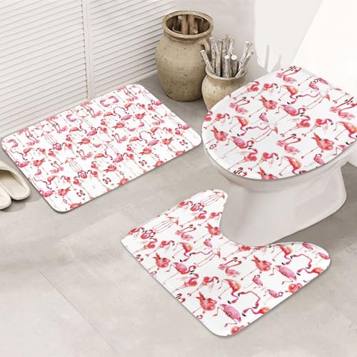 UVBDF Teppich-Set mit Flamingo-Muster, rutschfest, Flanell-Teppich-Set für Hauptbadezimmer, 80 x 50,8 cm, saugfähige Matten UVBDF Teppich-Set mit Flamingo-Muster, rutschfest, Flanell-Teppich-Set für Hauptbadezimmer, 80 x 50,8 cm, saugfähige Matten von UVBDF