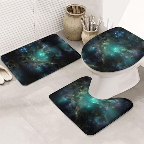 UVBDF Teppich-Set mit Galaxie-Hintergrunddruck, rutschfest, Flanell-Teppich-Set für Hauptbadezimmer, 80 x 50,8 cm, saugfähige Matten von UVBDF
