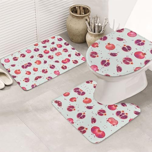 UVBDF Teppich-Set mit Granatapfel-Muster, rutschfest, Flanell-Teppich-Set für Hauptbadezimmer, 80 x 50,8 cm, saugfähige Matten UVBDF Teppich-Set mit Granatapfel-Muster, rutschfest, Flanell-Teppich-Set für Hauptbadezimmer, 80 x 50,8 cm, saugfähige Matten von UVBDF