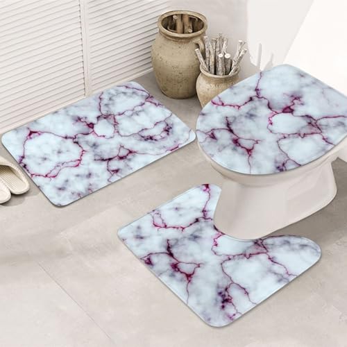 UVBDF Teppich-Set mit Marmor-Texturdruck, 3-teilig, rutschfest, Flanell-Teppich-Set für Hauptbadezimmer, 80 x 50,8 cm, saugfähige Matten UVBDF Teppich-Set mit Marmor-Texturdruck, 3-teilig, rutschfest, Flanell-Teppich-Set für Hauptbadezimmer, 80 x 50,8 cm, saugfähige Matten von UVBDF