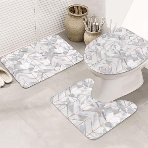 UVBDF Teppich-Set mit rotgoldenem Marmor-Design, 3-teilig, rutschfest, Flanell-Teppich-Set für Hauptbadezimmer, 80 x 50,8 cm, saugfähige Matten UVBDF Teppich-Set mit rotgoldenem Marmor-Design, 3-teilig, rutschfest, Flanell-Teppich-Set für Hauptbadezimmer, 80 x 50,8 cm, saugfähige Matten von UVBDF