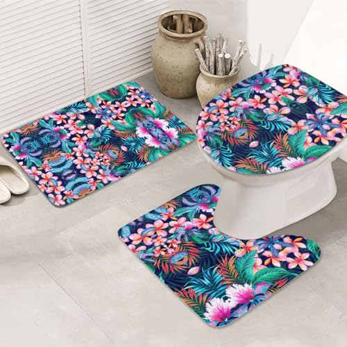 UVBDF Teppich-Set mit tropischem Blumendruck, rutschfest, Flanell-Teppich-Set für Hauptbadezimmer, 80 x 50,8 cm, saugfähige Matten UVBDF Teppich-Set mit tropischem Blumendruck, rutschfest, Flanell-Teppich-Set für Hauptbadezimmer, 80 x 50,8 cm, saugfähige Matten von UVBDF