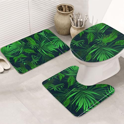 UVBDF Teppich-Set mit tropischem Pflanzendruck, rutschfest, Flanell-Teppich-Set für Hauptbadezimmer, 80 x 50,8 cm, saugfähige Matten UVBDF Teppich-Set mit tropischem Pflanzendruck, rutschfest, Flanell-Teppich-Set für Hauptbadezimmer, 80 x 50,8 cm, saugfähige Matten von UVBDF