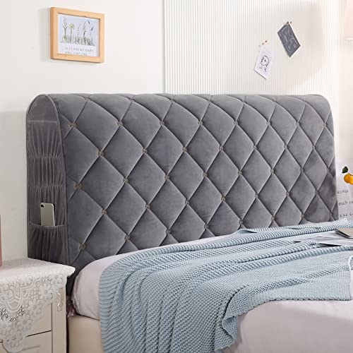 UVCMDUI Bett Kopfteil Bezug, Staubdichte Boxspringbett Kopfteil Bezug, Bettkopfteil Bezug für Schlafzimmer,Dark Grey,230cm/90.6in von UVCMDUI