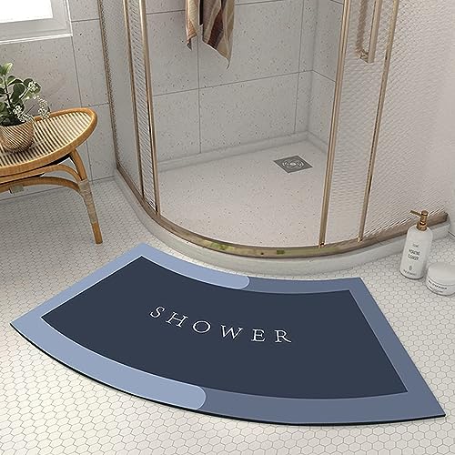 UVCMDUI Duschvorleger Runddusche, Kieselgur Gebogene Duschmatte Super Saugfähig Duschvorleger Halbrund rutschfeste Duschvorleger Eckdusche Waschbarer für Home Hotel,Blau,45x100CM(17.7x39.4IN) von UVCMDUI
