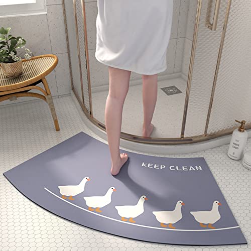 UVCMDUI Duschvorleger Runddusche, Kieselgur Gebogene Duschmatte Super Saugfähig Duschvorleger Halbrund rutschfeste Duschvorleger Eckdusche Waschbarer für Home Hotel,Z3,40x75CM(15.7x29.5IN) von UVCMDUI