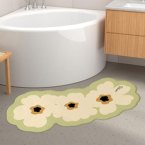 UVCMDUI Duschvorleger für Runddusche, Super Saugfähig Gebogene Duschmatte, Duschvorleger Eckdusche Halbrund rutschfeste, Maschinenwaschbar,Grün,40X80cm von UVCMDUI