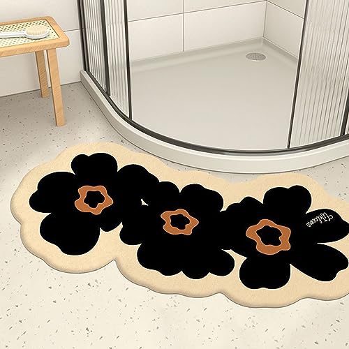 UVCMDUI Duschvorleger für Runddusche, Super Saugfähig Gebogene Duschmatte, Duschvorleger Eckdusche Halbrund rutschfeste, Maschinenwaschbar,Schwarz,40X80cm von UVCMDUI