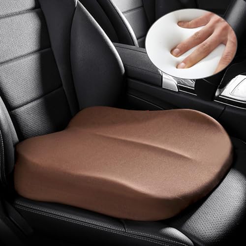 UVCMDUI Sitzerhöhung Auto Erwachsene Keilkissen Auto, 10 cm Memory Foam Auto Sitzkissen Fahrersitz Autositzkissen, Tragbare Steißbein Sitzkissen für Bürostuhl, Rollstuhl,Braun von UVCMDUI