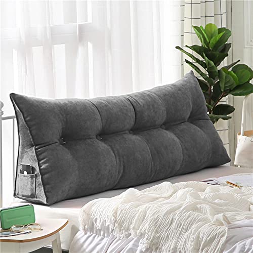 UVCMDUI Rückenkissen Bett, Grosse Kissen Keilform Rückenlehne Kissen für Bett & Sofa,Dark Gray,120cm/47.2in von UVCMDUI