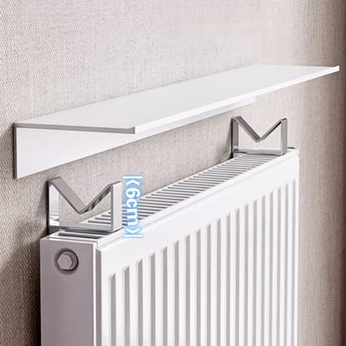 UVCMDUI Schlanke Heizkörperregal, 2-In-1 Staubdichte Aufbewahrung Heizung Ablage, Rostfrei Aluminium Heizungsregal, Breite 14,5 cm Universelle Toilettenregal Ohne Bohren, TragfäHigkeit 30 kg,50cm von UVCMDUI