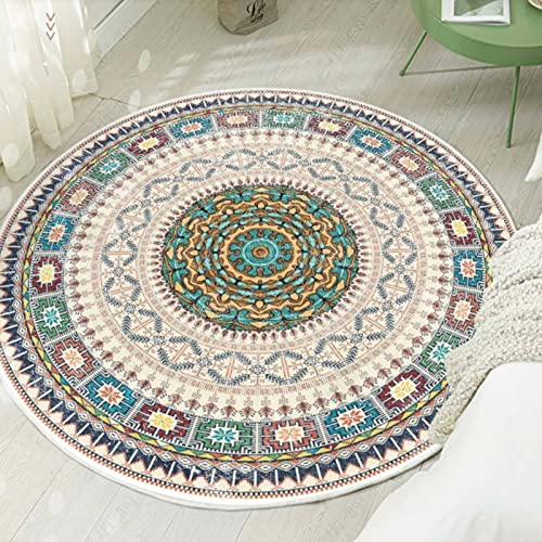 UVCMDUI Teppich Rund Mandala Vintage Teppich, Waschbar Teppich Marrokanisch Gemustert für Wohnzimmer Schlafzimmer Flur,D,200cm von UVCMDUI