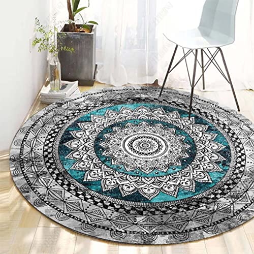 UVCMDUI Teppich Rund Mandala Vintage Teppich, Waschbar Teppich Marrokanisch Gemustert für Wohnzimmer Schlafzimmer Flur,F,200cm von UVCMDUI