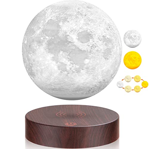 Magnetische Levitation Floating Moon Lampe - 3 Farben Modi rotierende schwebende 3D-Druck LED-Mond-Licht-Lampe mit Touch Control, Nachtlichter Büro Home Desk Dekoration Gadget Geburtstagsgeschenk von UVEHAS