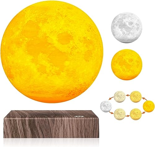 Magnetische schwimmende Mondlampe - Spinning 3D-Druck Mondlampe schwebend 3 Farben LED Mondlicht für Urlaub Geschenke Home Decor Nachtlichter von UVEHAS