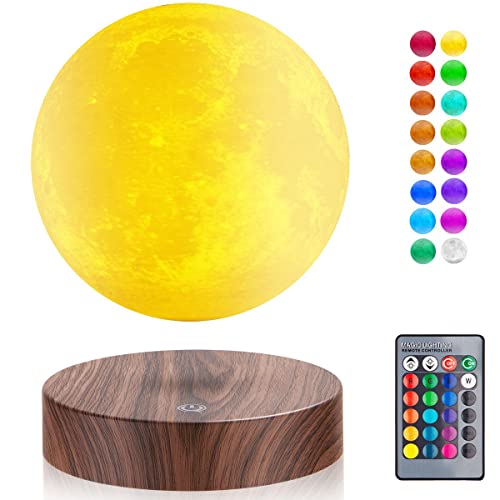 Schwebende Mondlampe - Magnetische Levitation Spinnerei 3D-Druck Mond Licht Fernbedienung 16 Farben wechselnde LED Floating Lunar Globe Lampe Coole Geschenke Home Office Dekorative Nachtlichter von UVEHAS
