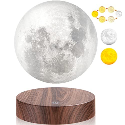 UVEHAS Levitierende Mondlampe, Magnetische Levitation Spinnerei 3D-Druck Mond Licht schwimmenden Mond Lampe für Haus Büro Dekoration (3 Farben) von UVEHAS