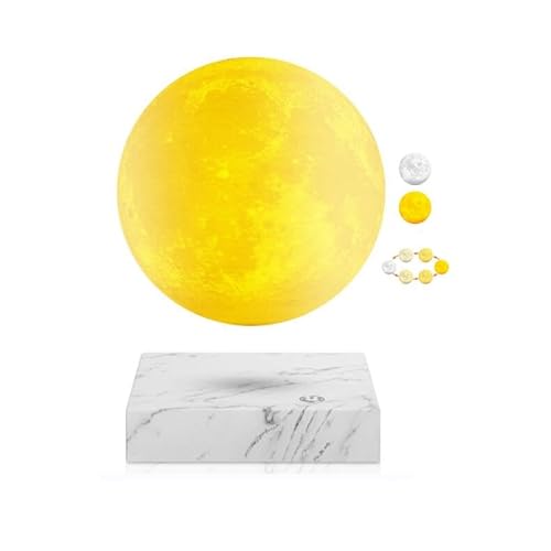 UVEHAS Magnetische schwebende Mondlampe - Schwebende und sich drehende 3D-Mond-Nachtlichter, schwebende, rotierende LED-Mondlampe (3 Farben) von UVEHAS