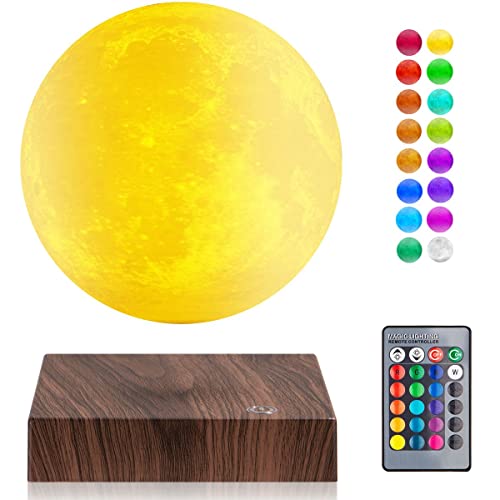 UVEHAS Magnetische schwimmende Mondlampe - Spinnerei 3D-Druck Mond Lampe Levitating 16 Farben LED Mond Licht für Geschenke, Home Decor Nacht Lichter von UVEHAS