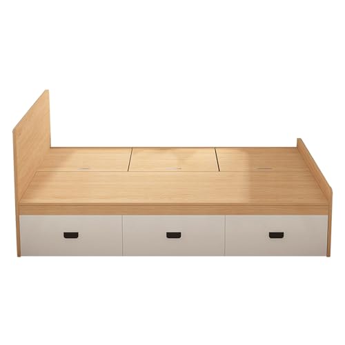 Holzbettgestell, Bett Mit Stauraum Und Schubladen, Verschiedene Größen (Einzelbett/Doppelbett/Queensize-Bett), Kopfteil Aus Massivholz, Platzsparend(Full xl) von UVPSJDE