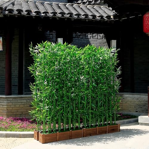 Simulierter Bambus, künstliche Bambuspflanze for den Außenbereich mit Blättern, geeignet for den Eingang for Gartenhof, Sichtschutzdekoration, Sichtschutzzaun(2m/78.7in) von UVPSJDE