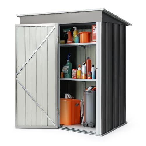 UVTQSSP Gartenhaus 1,72 m² mit Two Aguas-Dach - Schuppen 157 x 110 x 181 cm - Gartenhaus mit Scharniertür - Gerätehaus - Hellgrau von UVTQSSP