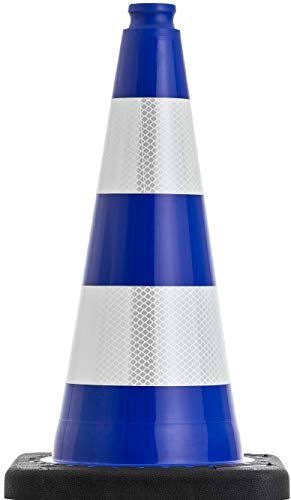 UvV-Shop Leitkegel, 50 cm Pylone blau reflektierend mit schwarzen Fuss ca. 2,2 kg schwer von UvV
