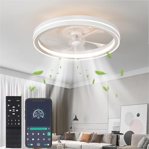 UVWHYZ Deckenventilator mit Beleuchtung & Fernbedienung + APP | 48cm Deckenleuchte mit Ventilator Weiß Leise | 6 Geschwindigkeiten | LED Dimmbar (3 Farbtemperaturen) für Schlafzimmer von UVWHYZ