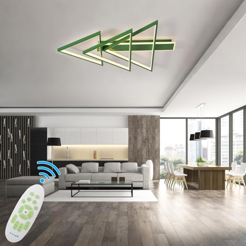 UVWHYZ Deckenlampe Wohnzimmer LED Modern Deckenleuchte Fernbedienung mit Stufenlos Dimmbarer Farbtemperatur (3000-6500K, 102W), Ø114cm, Weihnachtsbaum Aussehen Original Design Grün von UVWHYZ