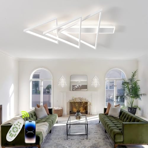 UVWHYZ Deckenleuchte Wohnzimmer Moderne LED Ø75cm für Deckenlampe : Stufenlos dimmbar per Fernbedienung (3000-6500K, 69W), Energiesparend im eleganten Weihnachtsbaum-Design Weiß von UVWHYZ