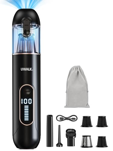 Handstaubsauger Akku Mini Auto Staubsauger: 19000Pa Stark Vacuum Cleaner 7500mAh - USB Aufladbar Kabellos Handsauger mit 3 HEPA Filter - Handheld Akkusauger für Matratzen Car Tierhaare Sofa Home Tisch von UWALK