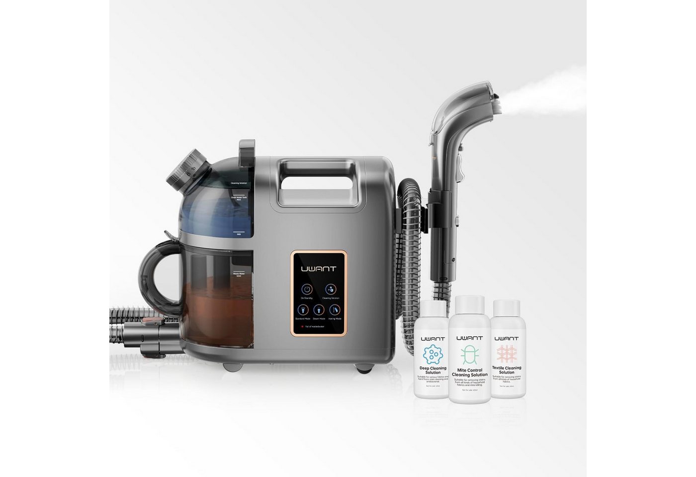 UWANT Staub-Wasch-Sauger B200 Polsterreiniger Gerät mit Dampfreinigung, Schrubbt und Saugt, 1900 W, Für Teppiche, Sofas, Vorhänge, Kleidung, 74DB, 12000Pa von UWANT