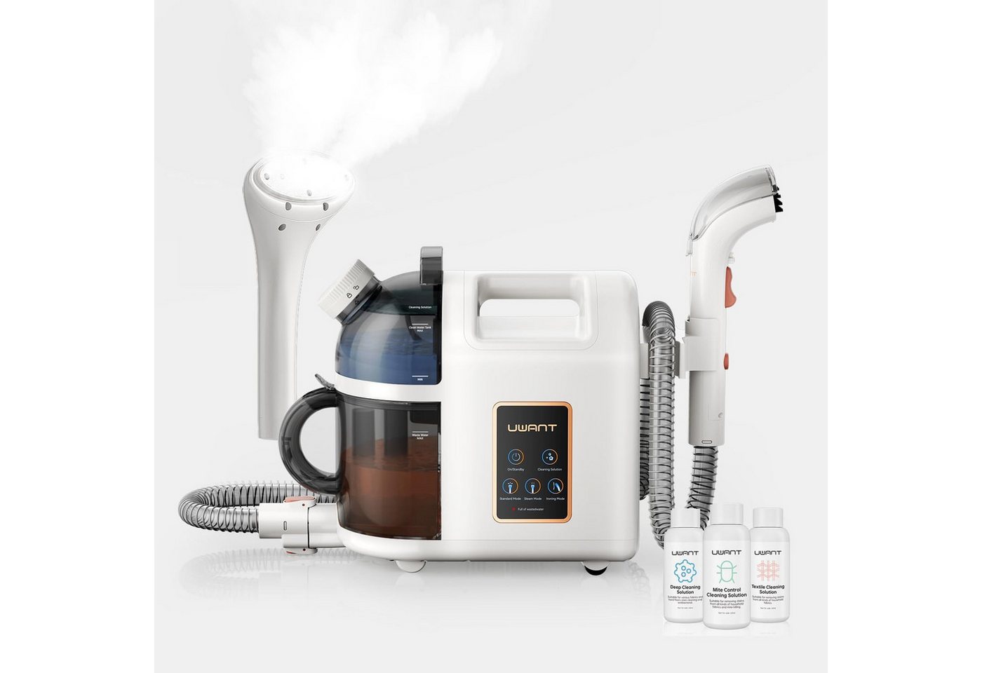 UWANT Staub-Wasch-Sauger B200 Polsterreiniger Gerät mit Dampfreinigung, Schrubbt und Saugt, 1900 W, Für Teppiche, Sofas, Vorhänge, Kleidung, 74DB, 12000Pa von UWANT