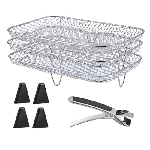 Air Fryer -Korb, 8pcs/Set Air Fryer Rack 3 Schicht Fine Mesh Rechteck Edelstahl Korb leicht zu reinigen Cooking Rost -Ständer Zubehör für Grill, Ofen, Zubehör von UWEOTYYY