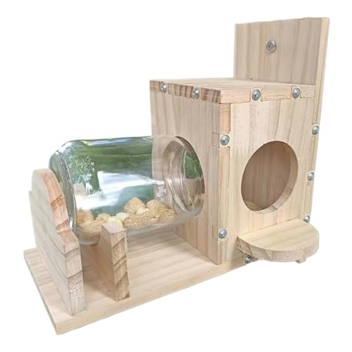 Eichhörnchenhäuser, Eichhörnchen -Feeder -Holzhaus transparente Futterhäuschen für Gartenhof Mais Erdnussfuttermittel, Haus von UWEOTYYY